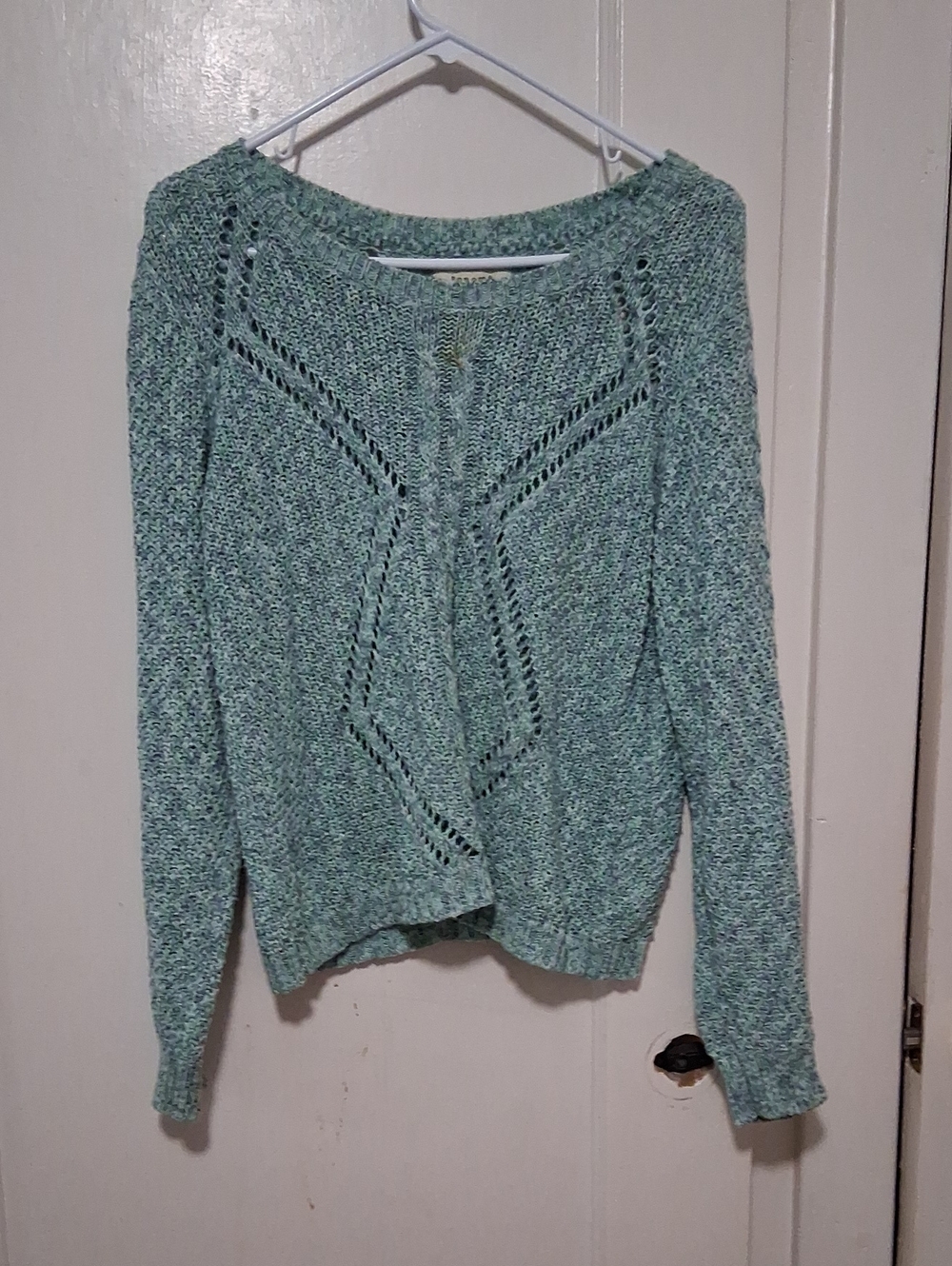 Sonoma Mint Green Open-Knit Crewneck Sweater